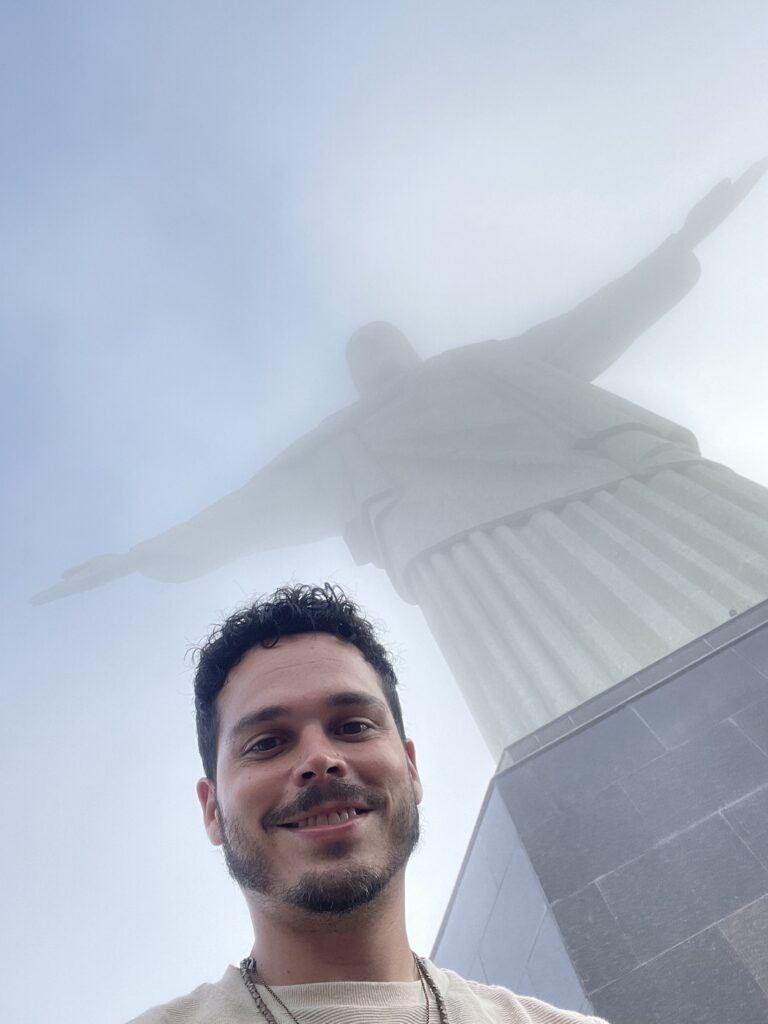 The Christ the Redeemer monument covered by clouds