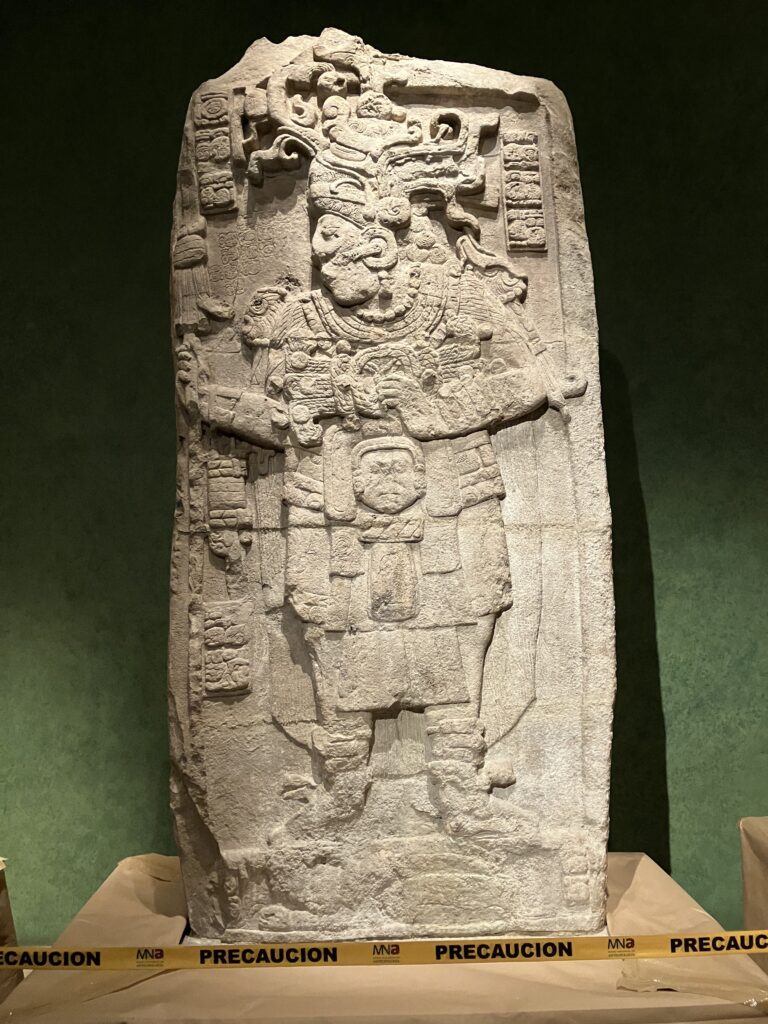 A large engraved stone artwork at the Museum of Anthropology in Mexico City