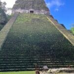 A large and well maintained pyramid and temple in Tikal National Park