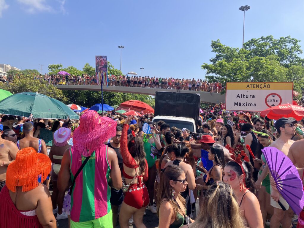 A huge crowd at a street party in Rio de Janeiro during Carnival
