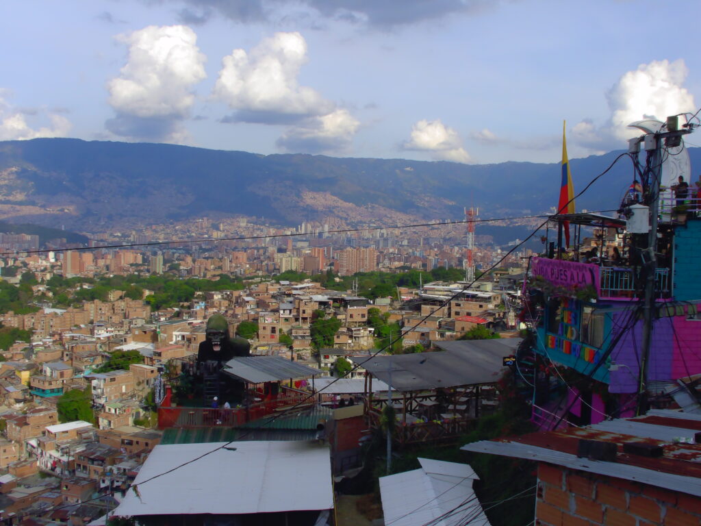 A view of neighbrhoods in the hills of Medellin, Colombia