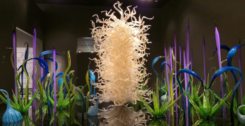 A glass art instillation by Dale Chiuly at Meijer Gardens & Sculpture Park