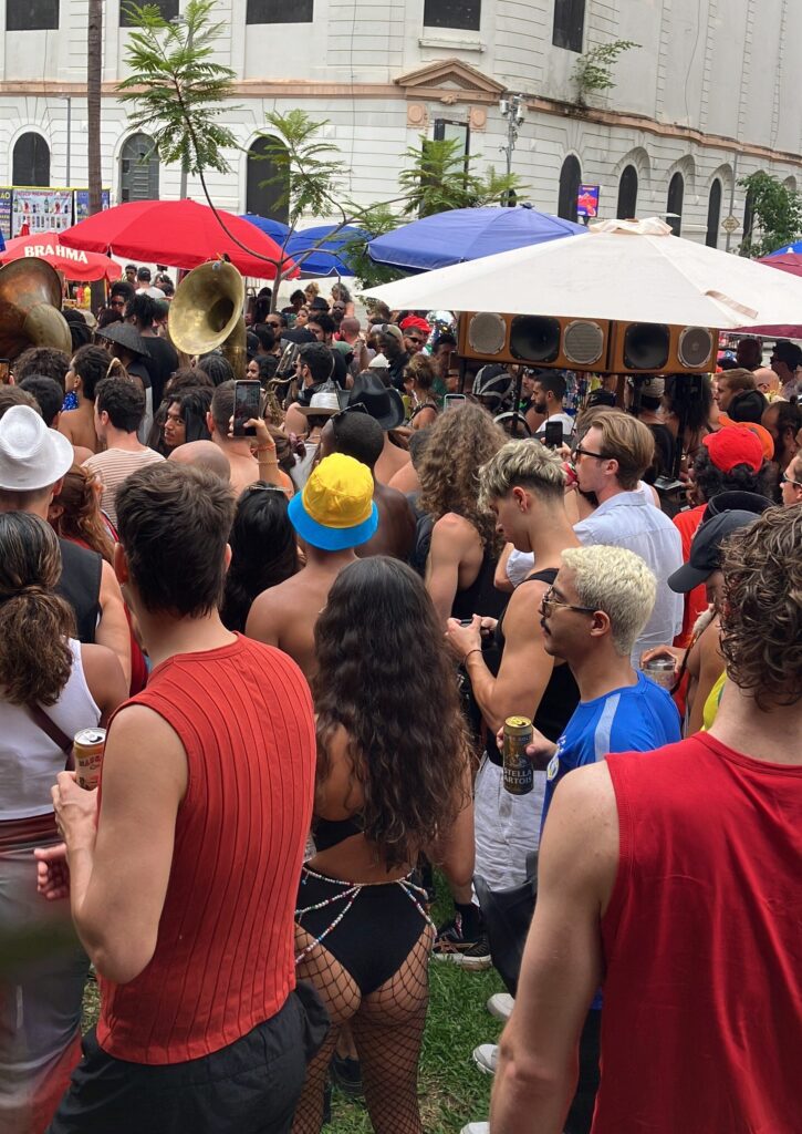 A bloco, or street parade in Centro of Rio de Janeiro, Brazil during Carnival