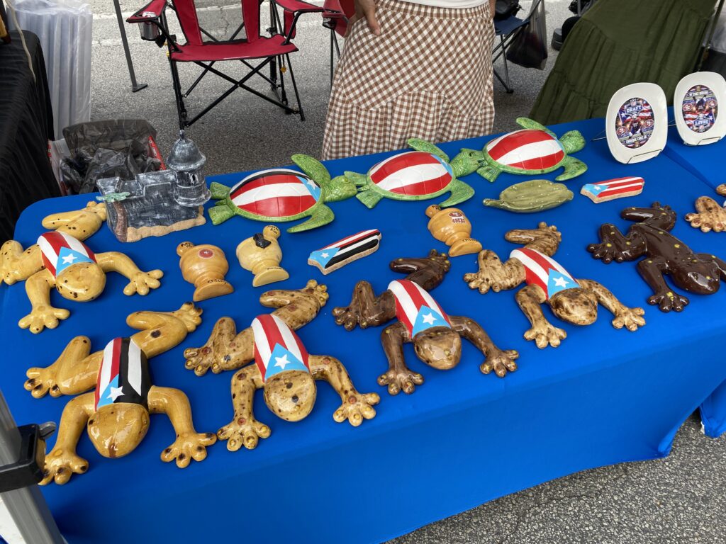 Some Puerto Rican themed figurines at a summer street festival in Chicago