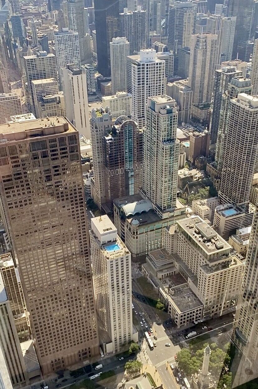 A view of skyscrapers in River North from 360 Chicago observation deck