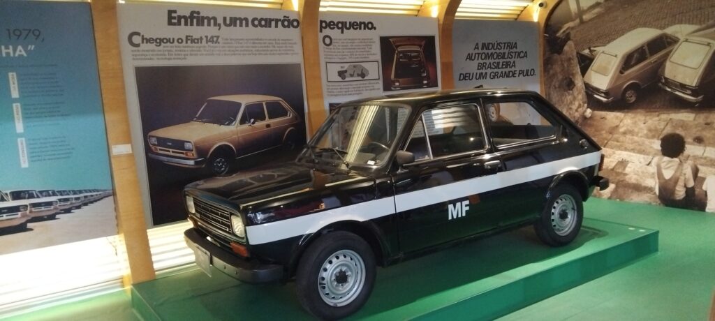 A classic Fiat car at the Fiat museum in Belo Horizonte, Brazil