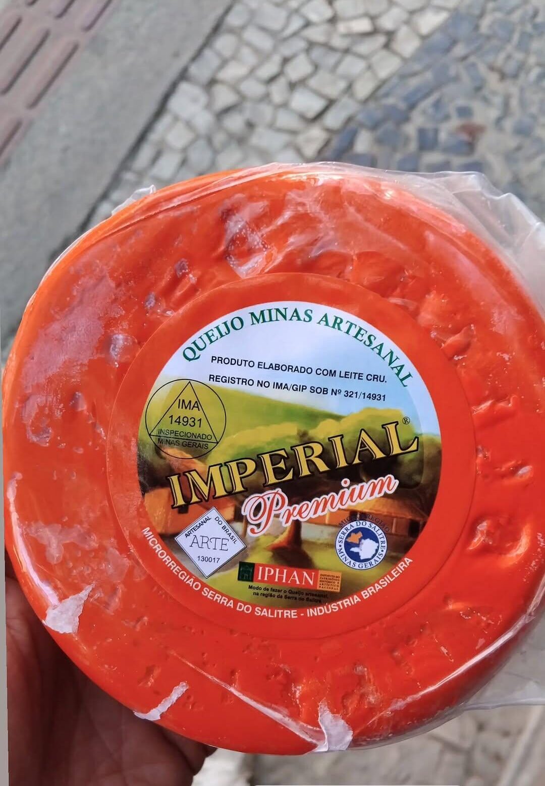 A borck of premium artisinal cheese from Minas Gerais Brazil