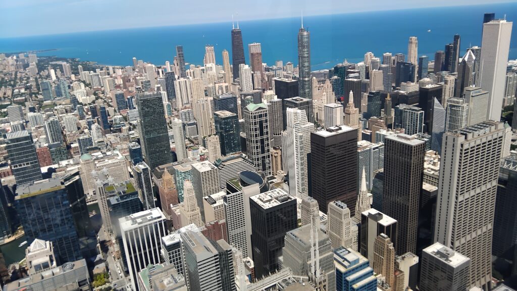 A view of the Chicago skyline from The Sky Deck of the Willis Tower