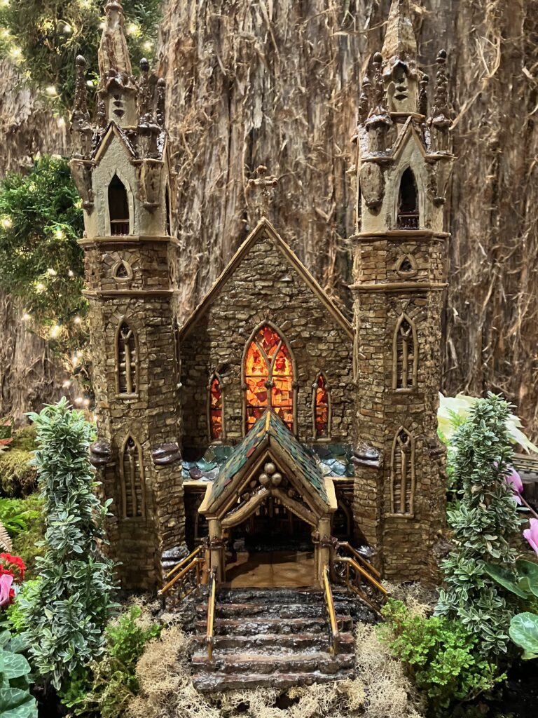 A hand built model of a castle at Meijer Gardens in Grand Rapids, Michigan