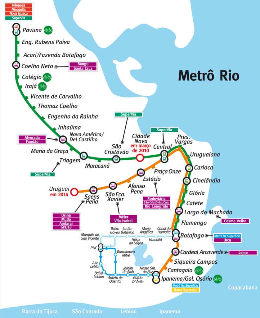 A subway (metro) map for Rio de Janeiro